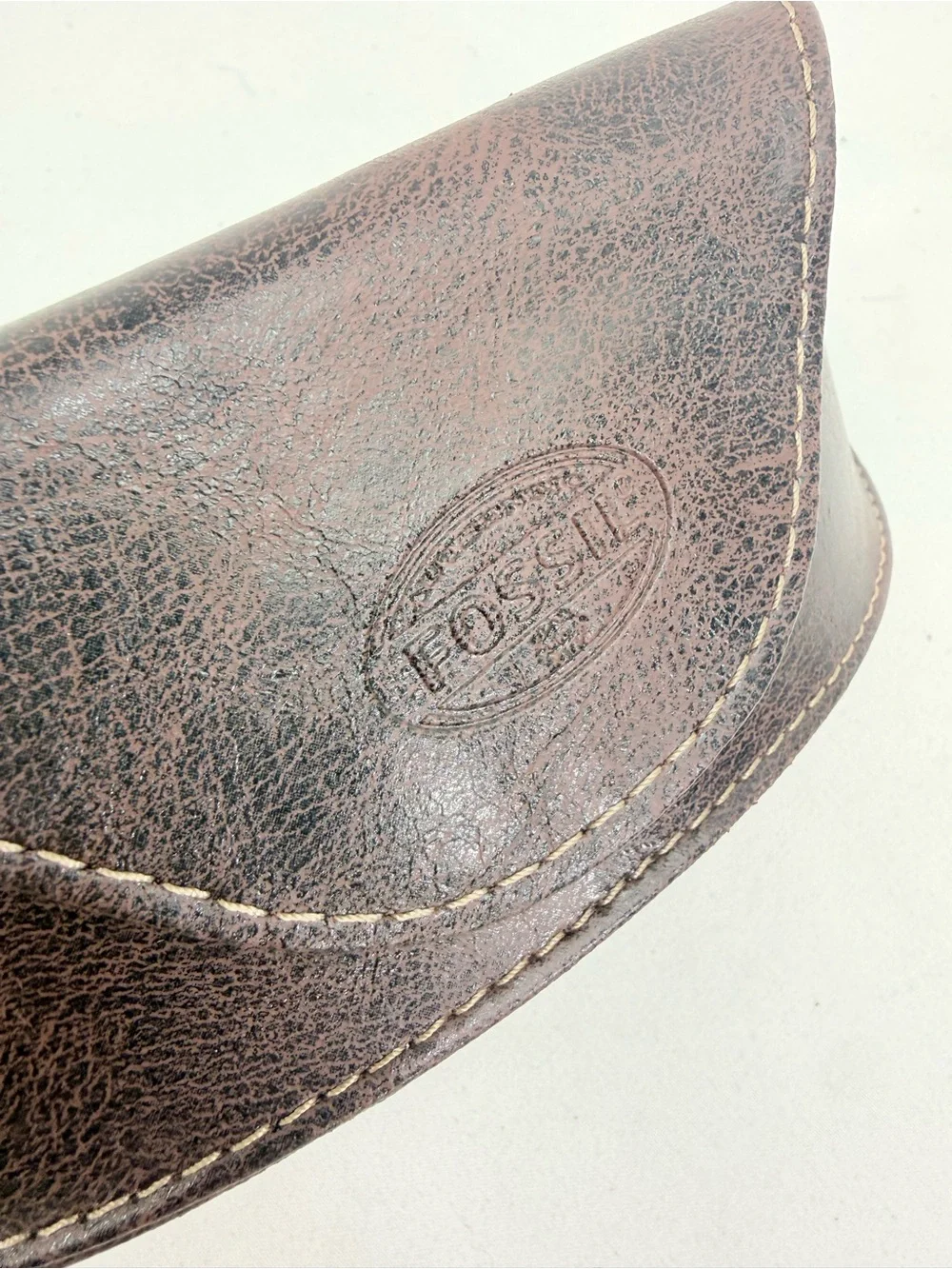 Fossil Dark Brown Soft Leather Glasses Sunglasses Case - Picture 6 of 10